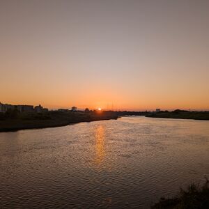 多摩川夕日